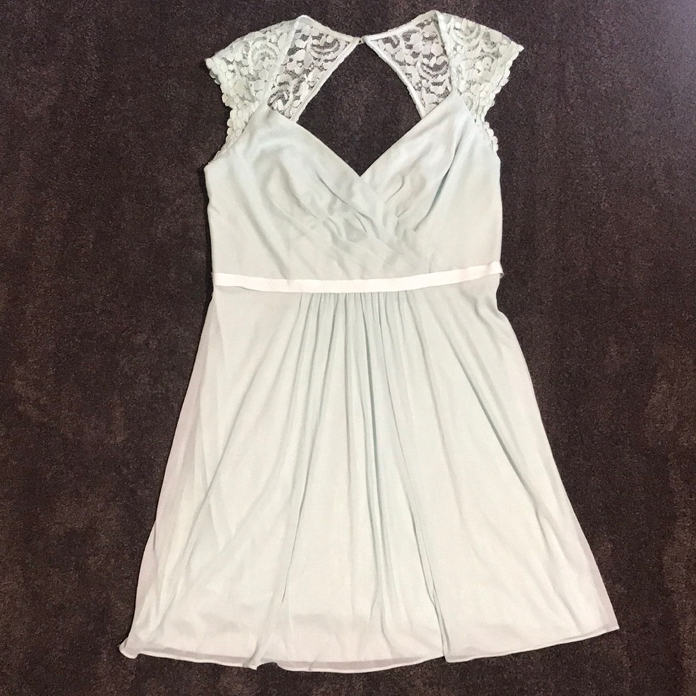 Davids Bridal mint bridesmaid dress